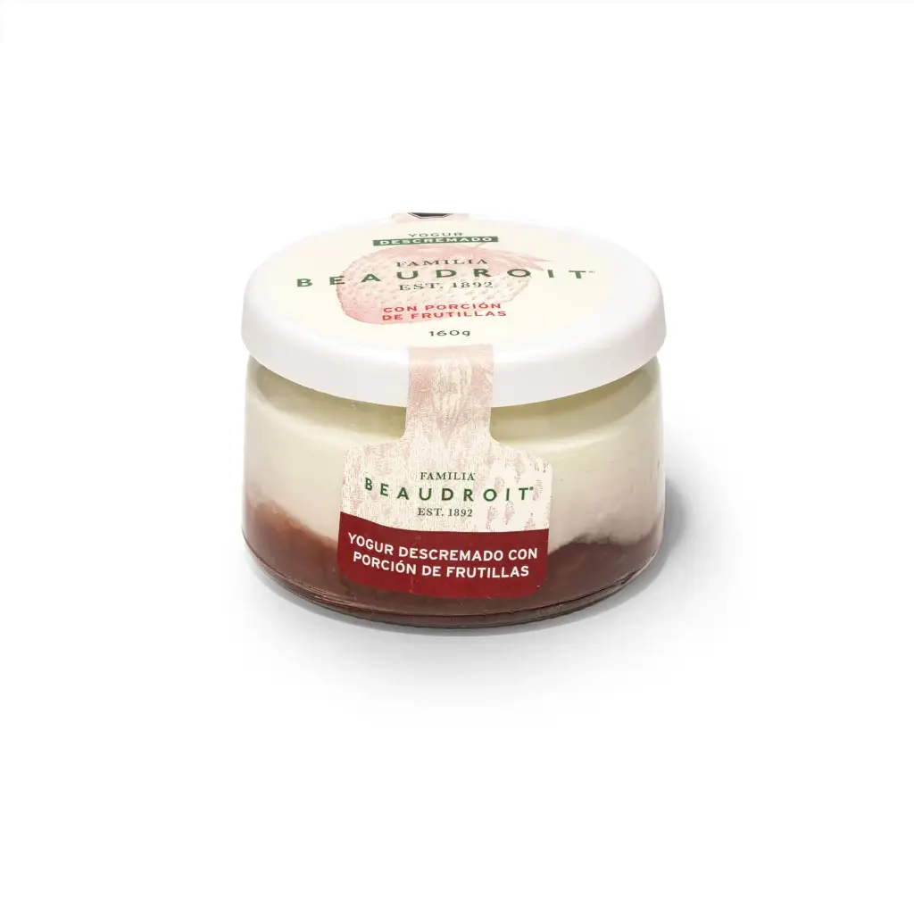 Yogur descremado con frutilla x 6 unidades. Libre de gluten.