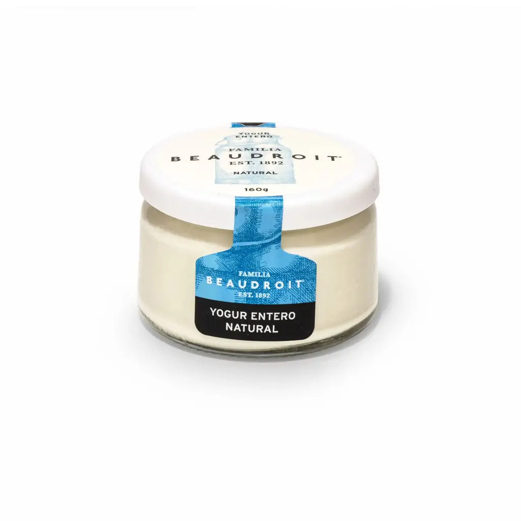 Yogur entero natural x 160 g x 6 unidades. Libre de gluten. 